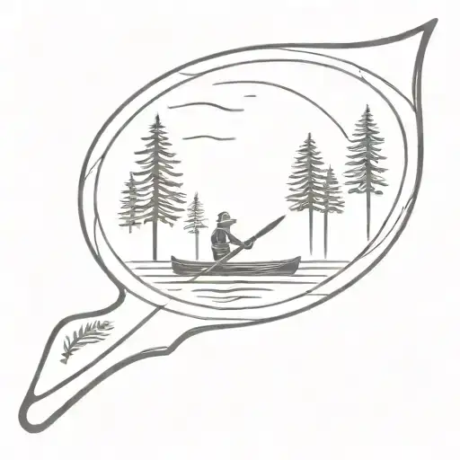 canoe paddle and pine tree tattoo design idea