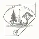 canoe paddle and pine tree tattoo design idea