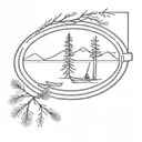 canoe paddle and pine tree tattoo design idea