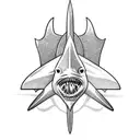 trident and shark tattoo design idea