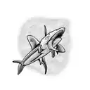 trident and shark tattoo design idea
