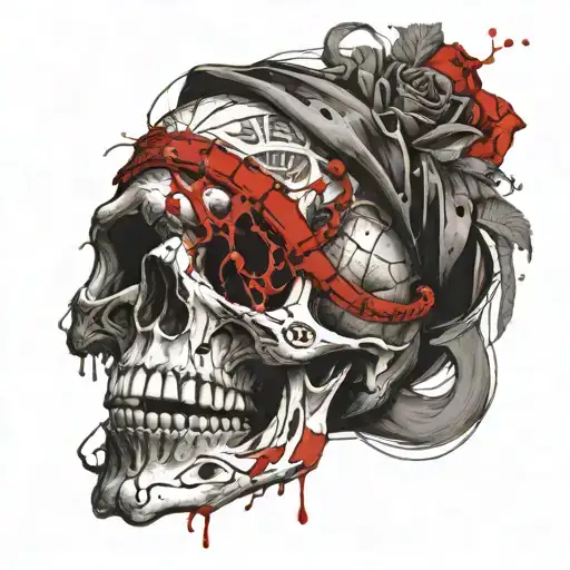 skull with boa constricor for chest  tattoo design idea