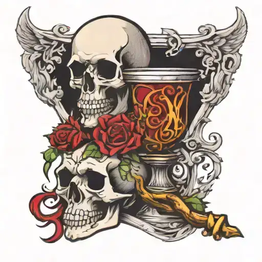 skull and chalice tattoo design idea