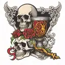 skull and chalice tattoo design idea