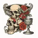 skull and chalice tattoo design idea
