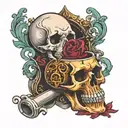 skull and chalice tattoo design idea
