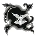 Incorporate a peaceful angel resting on a bed of rippling water, with delicate angel wings stretching outwards, symbolizing your brother's eternal peace tattoo design idea