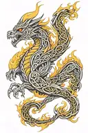 Celtic Dragon breathing fire tattoo design idea
