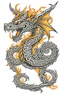 Celtic Dragon breathing fire tattoo design idea