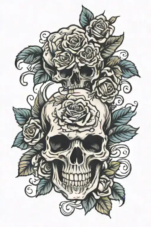skull roses evil tattoo design idea