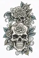 skull roses evil tattoo design idea