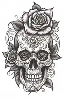 skull roses evil tattoo design idea