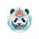 angry panda including all four elements of fire, earth, water, and air in a half sleeve  tattoo design idea