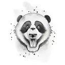 angry panda including all four elements of fire, earth, water, and air in a half sleeve  tattoo design idea