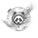 angry panda including all four elements of fire, earth, water, and air in a half sleeve  tattoo design idea