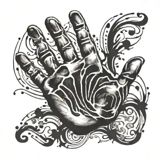handprint time of birth tattoo design idea
