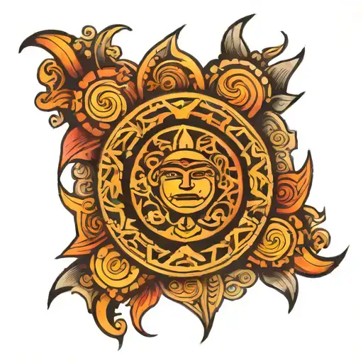 Aztec calendar as the sun   tattoo design idea