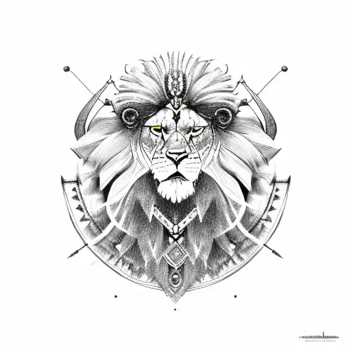 egyptian lion viking tattoo design idea
