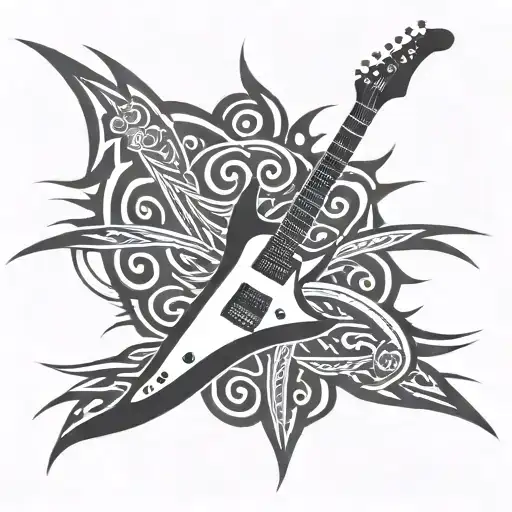 Electric guitar with lightning tattoo design idea