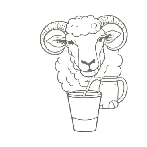 sheep with a drink leaning tattoo design idea