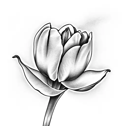 A white tulip going through the kaizen word in japanese tattoo design idea