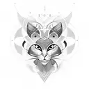 Create a geometric design inspired by the art of Bastet with abstract shapes and patterns tattoo design idea
