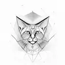 Create a geometric design inspired by the art of Bastet with abstract shapes and patterns tattoo design idea