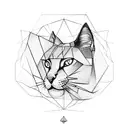 Create a geometric design inspired by the art of Bastet with abstract shapes and patterns tattoo design idea
