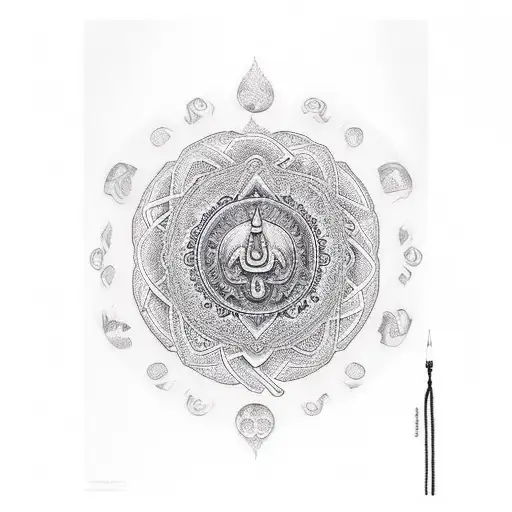 hermantic Buddhist sleeve tattoo design idea