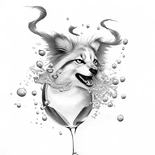spitz drinking wine  tattoo design idea