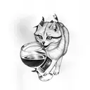 spitz drinking wine  tattoo design idea