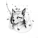 spitz drinking wine  tattoo design idea