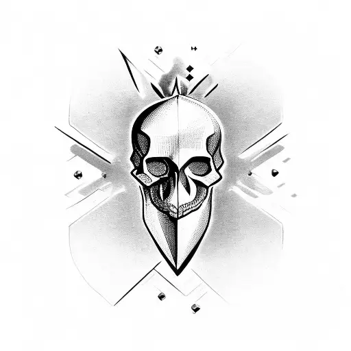 heart skull diamond tattoo design idea