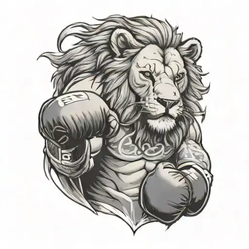 A lion wearing an Everton FC jersey practicing boxing tattoo design idea