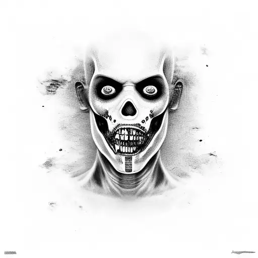zombie mummy in half face king Egyptian sarcophagus  tattoo design idea