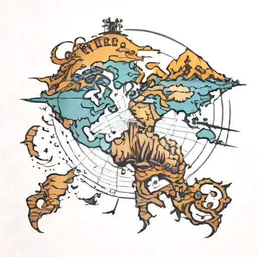 travelled to 7 continents spinning tattoo design idea