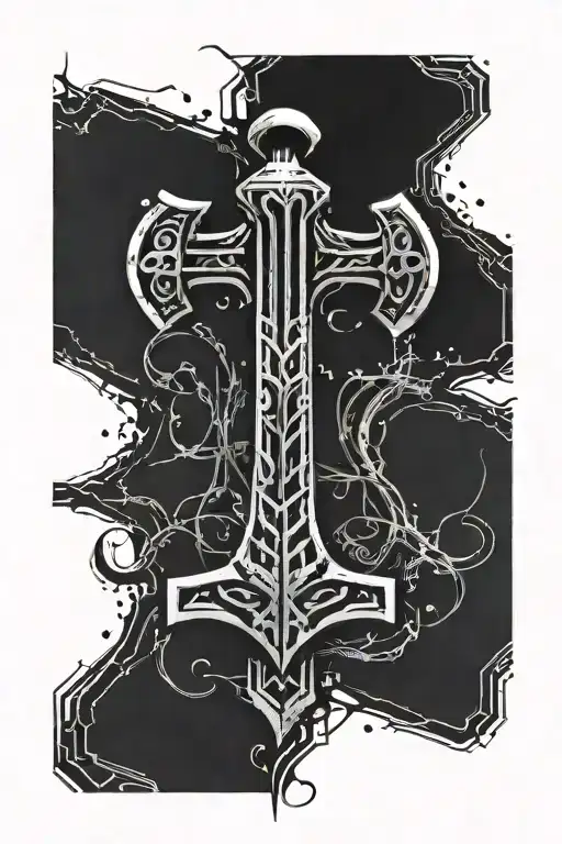 thor's hammer tattoo design idea