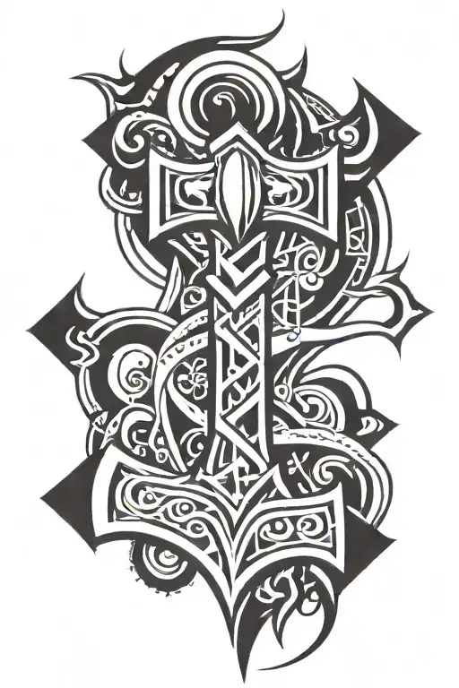 thor's hammer tattoo design idea