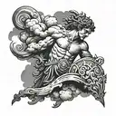 ancient Roman and Greek mythology with lighting and clouds tattoo design idea