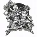 ancient Roman and Greek mythology with lighting and clouds tattoo design idea