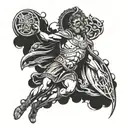 ancient Roman and Greek mythology with lighting and clouds tattoo design idea