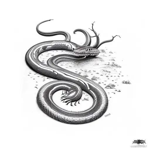 A Feral Snake Exploding Venom tattoo design idea