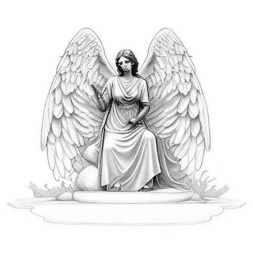 A guardian angel raising a Busch can as a tribute to your grandma, with her name incorporated in elegant script tattoo design idea