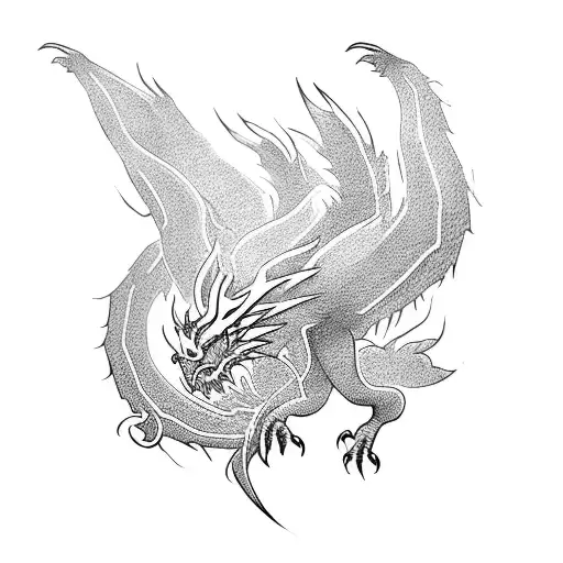 Phoenix And Dragon fighting tattoo design idea