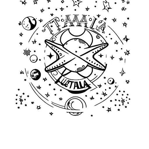 estrelas lua espaço astronauta Beatles  tattoo design idea