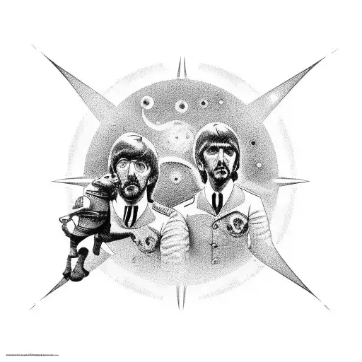 Beatles espaço astronauta estrelas lua tattoo design idea