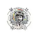 Beatles espaço estrelas lua tattoo design idea