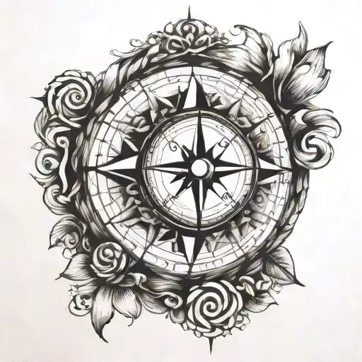 Compass: Drawn with thin, simple lines. Includes an intertwined S and A and the infinity symbol. tattoo design idea