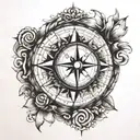 Compass: Drawn with thin, simple lines. Includes an intertwined S and A and the infinity symbol. tattoo design idea