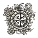 Compass: Drawn with thin, simple lines. Includes an intertwined S and A and the infinity symbol. tattoo design idea